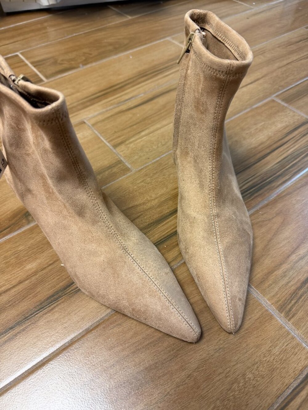 H&M Women's Dark Beige Heeled Ankle Boots Size 7 Brand New!!
